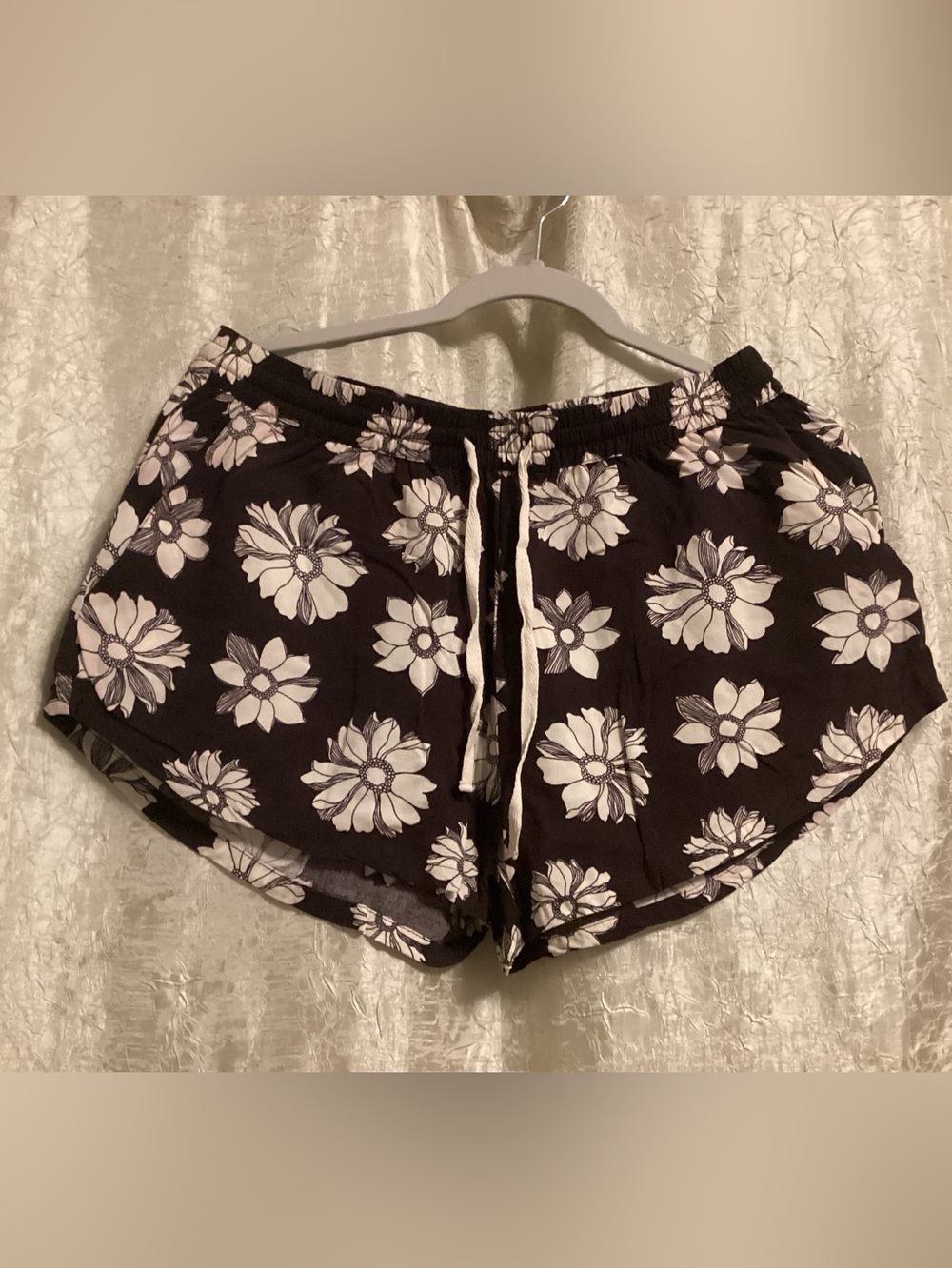 Billabong Very Dark Brown and Floral Print with Drawstring Beach Shorts~NVR Worn